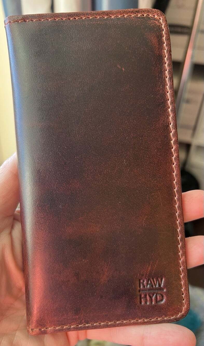 RAW HYD Men’s Leather Bifold Wallet Brown RFID Long Wallet Card ID Cash